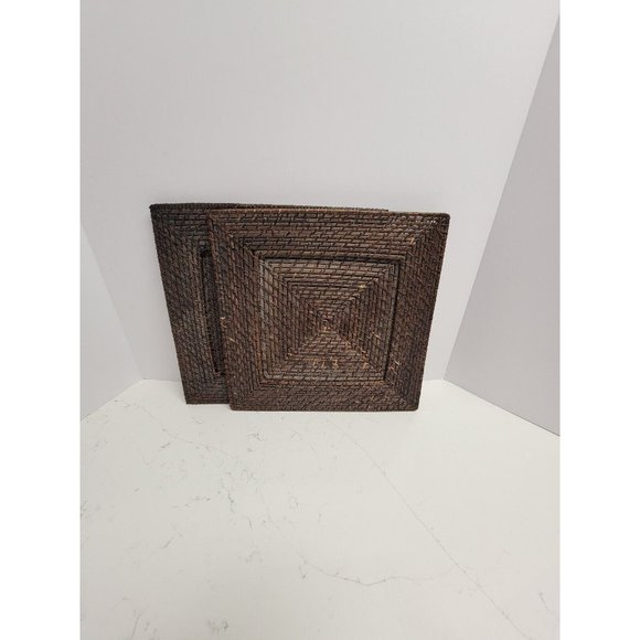 2 Woven Wicker Rattan 13" Square Charger Plates Boho Bohemian - Picture 7 of 14